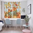 thumbnail image 4 of Orange Fall Pumpkins Kitchen Curtains 72 Inch Length, Thanksgiving Botanical Blue Grommet Top Bedroom Living Room Curtains, Light Filtering Cafe Curtain Drapes 2 Panels Set 104''x72'', 4 of 8