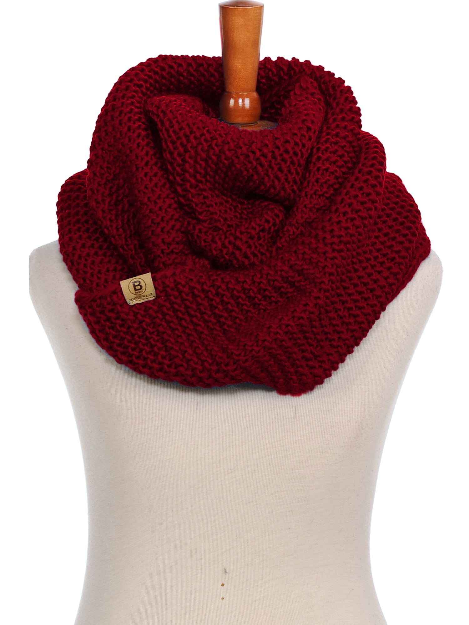 Soft infinity red burgundy crochet neck warmer,