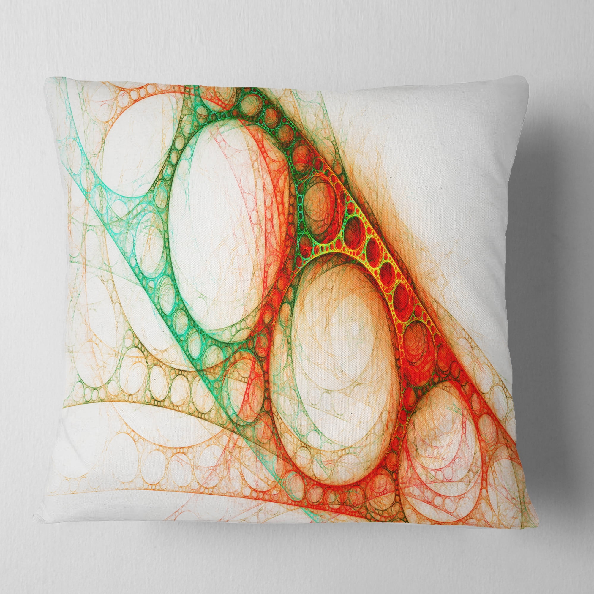 Designart Red Green Metal Constructions - Abstract Throw Pillow - 16x16