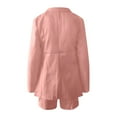 thumbnail image 4 of Baberdicy Top Shorts Women's Two-Piece Jacket Shorts Suit Temperament Fashion Casual Lapel Cardigan Short Suit Office Solid Suit Womens Blazer Pink, 4 of 5