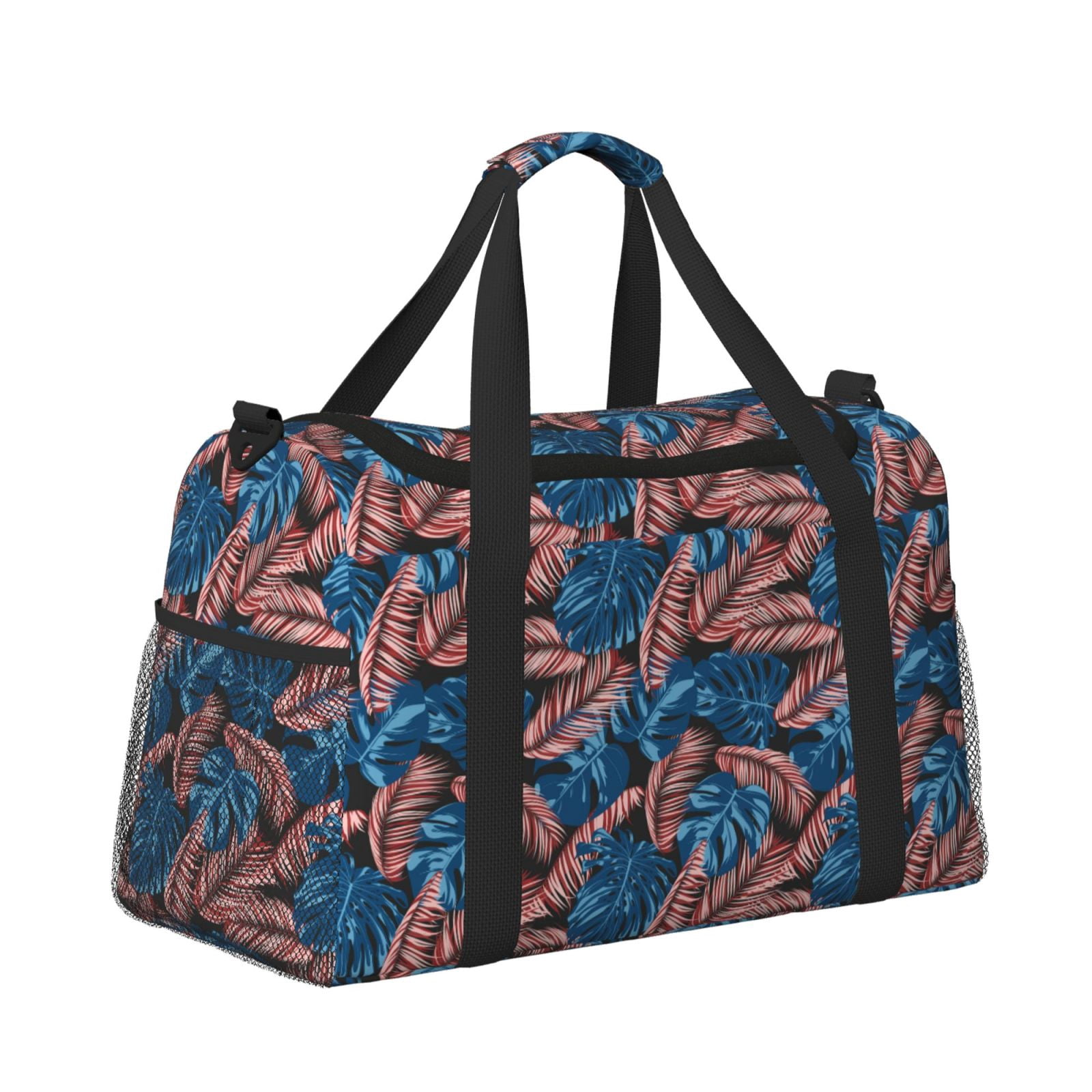 Fuzoiu Tropical Leaves Print Travel Duffle Bag,Carry On Tote Bags,Duffel Bag,Sport Gym Bag, Hospital Bag for Labor and Delivery, Overnight Bag,Luggage Bag