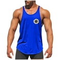 thumbnail image 2 of UVEASISHA Cotton Workout Shirts Men Big and Tall Stringer Tank Tops Y Back Sleeveless Gym Muscle T-Shirts Casual Floral Print Athletic Tank Top Blue XL, 2 of 5