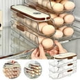 thumbnail image 1 of Rack Storage Solution for Kitchen|Portable Egg Holder for Fridge Organizer and Egg Storage Auto Rolling Dispenser with Lid, 1 of 7