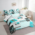 thumbnail image 3 of Castle Fairy Blue Truck Boy 7 Pieces Bedding Comforter Set,Cartoon Truck Full Bedding Set Lightweight,Geometric Stripes Plaid Fitted Sheet Flat Sheet,Luxury Bedroom Decor, 3 of 8