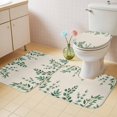 thumbnail image 4 of Green Leaf Bathroom Rugs Set Watercolor Pastoral Plant Vintage Linen Non Slip Absorbent Soft Bath Mats 3 Piece Set with Bathroom Rug, U-Shaped Floor Mat, Toilet Seat Cover Small Size, 4 of 9