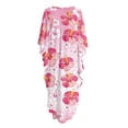 thumbnail image 7 of XYZCANDO Kaftan Dresses for Women V-Neck Swimsuit Cover Up Plus Size Beach Caftan Lounge Dress Flowy Batwing Sleeve Beach Cover Ups Pink Hibiscus Flowers Print Resort Wear for Travel Vacation, 7 of 7