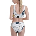 thumbnail image 3 of Daiia Cartoon Planets printed 2 piece Swimsuit Bikinis for Women High Waisted Racerback Bathing Suits Summer Tummy Control Scoop Neck Swimwear-Medium, 3 of 8