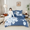 thumbnail image 5 of Manfei Blue Country Plant Full Size Comforter Sets,Rustic Flower Floral Bedding Comforter Set,Natural Botanical Bedding Sets For Boys,Microfiber Bedroom Decor Reversible,3-Piece, 5 of 9