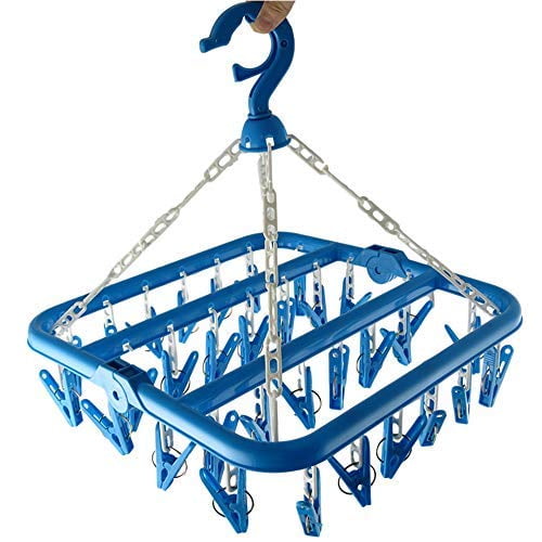 Groupcow Clip Y Colgador De Goteo Para Ropa, Tendedero, 32 Clips (Azul)