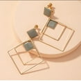 thumbnail image 2 of Clip on 2 3/4" gold and gray double square dangle earrings, 2 of 4