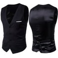 thumbnail image 2 of JAKANYQ Vest Men's Suit Vest V Neck Silm Fit Solid Formal Suit Waist Coat Lightweight For Wedding Prom Business Personalized Breathable, 2 of 8