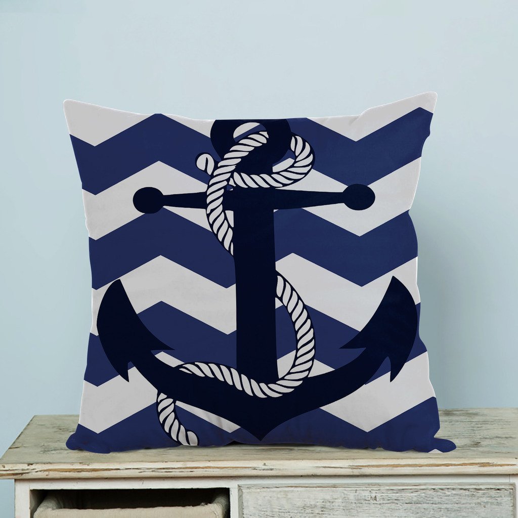 Gckg Amazing Chevron Anchor With Navy Blue Chevron Pillow