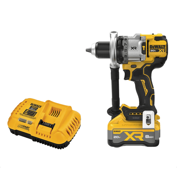 DEWALT 20V MAX XR 1/2 Inch Brushless Cordless Hammer Drill Kit with 8AH Battery and Charger, 3 Speed (DCD1007WW1)