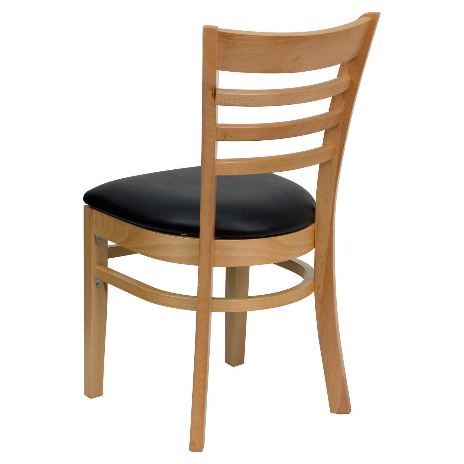 Flash Furniture Hercules Series Natural Wood Finished Ladder Back Wooden Restaurant Chair Vinyl Seat Multiple Colors