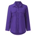 thumbnail image 4 of Womens Summer Outfits, Women Blouses, Stylish Button-Up Shirts for Women Long Sleeve Roll-Up Boyfriend V Neck Casual Work Blouses for Everyday Wear and Settings, 4 of 5