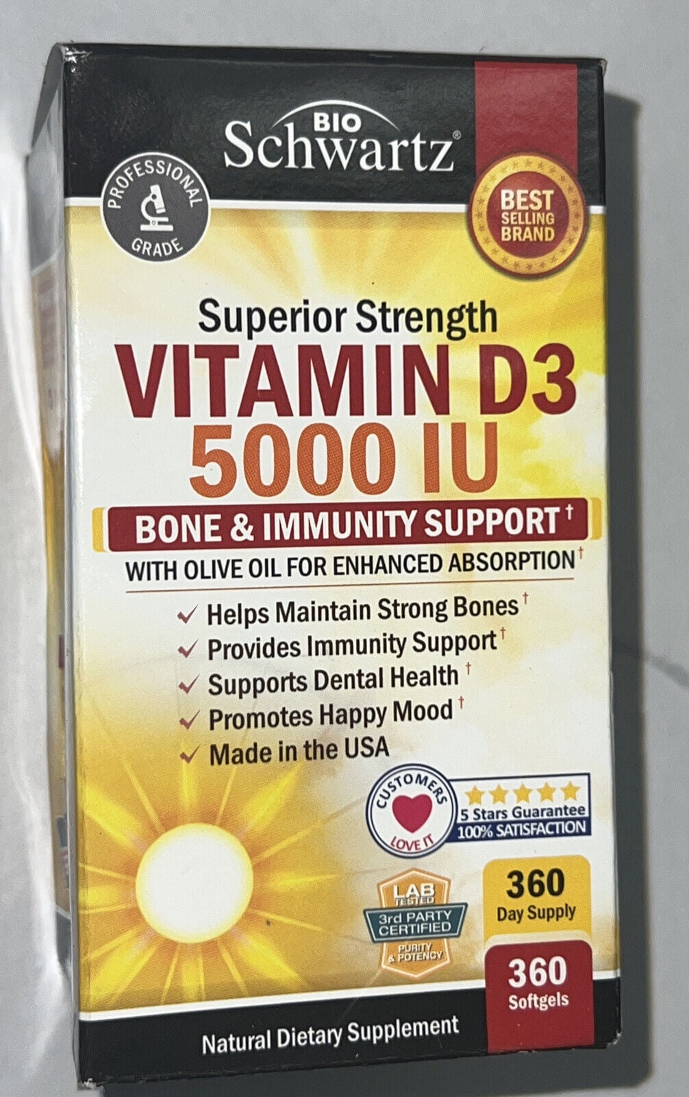 Bio Schwartz Superior Strength Vitamin D3 5000 IU 720 Softgels