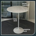 thumbnail image 4 of LeisureMod 36" Round Bar Height Dining Table with Resin Top and White Stainless Steel Pedestal Base for Modern Kitchen Verve Collection in White Marbleized, 4 of 8