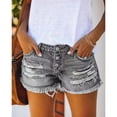 thumbnail image 2 of Pantalones Cortos De Mezclilla Pantalones Cortos De Mezclilla Desgastados con Borlas De Pecho Recto Informales De Moda Transpirables para Mujer Verano Gris L, 2 of 6