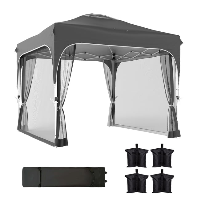 Outsunny 10x10ft Pop Up Canopy Tent, Central Lock Outdoor Screen Party Tent