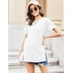 thumbnail image 5 of Ekouaer Women's Maternity Shirts Short Sleeve Pregnancy Tops Blouses Split Side Casual Crewneck Pregnant Tunic Tee, 5 of 5