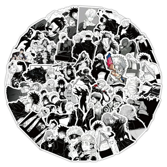 50Pcs Jujutsu Anime black and white Decals Popular Classic Anime Stickers Cartoon Waterproof Vinyl Decals for Water Bottle Laptop Guitar Car Luggage Skateboard Manga Gifts for Teens (Kakashi1352)