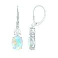 thumbnail image 3 of Rosec Jewels Womens Ethiopian Opal Drop Earrings with Moissanite - 8X10 mm Opal - AAA Grade, 14K White Gold, 3 of 8