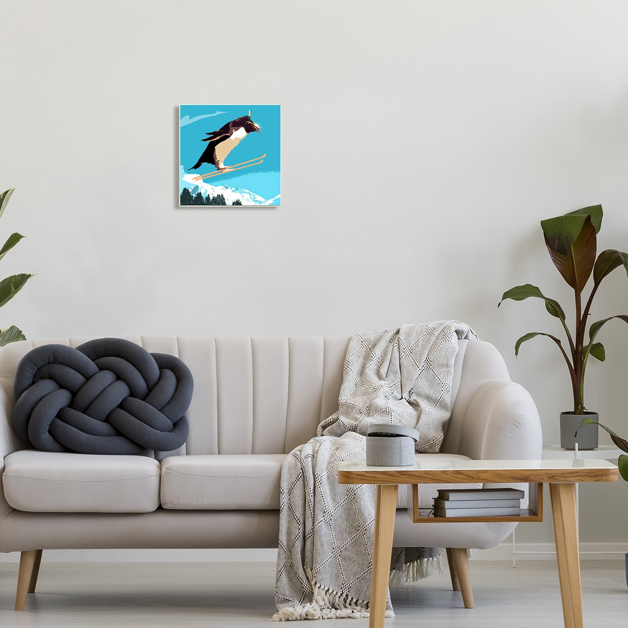 Stupell Industries Penguin Skiing Above Trees Winter Sports Illustration Graphic Art Unframed Art Print Wall Art, Design by Noah Bay