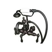 Elements of Design Hot Springs Three Handle Wall Mount Clawfoot Tub Faucet with Hand Shower