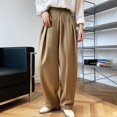 thumbnail image 1 of Pantalones de traje de velcro con diseño de cintura alta de lujo para mujer, pantalones holgados de pierna ancha y piso con tapeta inclinada para primavera y otoño 195, 1 of 5