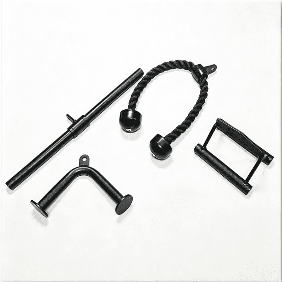 BESTSKY Triceps Press Down and Lat Pulldown Cable Exercise Machine Attachments, Weight Machine Accessories, V Handle Triceps Rope, Rotating Bar, V-Shaped Bar