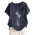 thumbnail image 2 of Babysbule Hauts pour Femmes en Liquidation Mode Femme Col Rond Manches Courtes Blouse T-Shirt Imprimé Hauts Amples, 2 of 4