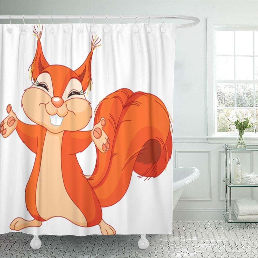 Yusdecor Adorable Character Of Cute Squirrel Raising His Hands Cartoon Bathroom Decor Bath Shower Curtain 66x72 Inch Walmart Canada