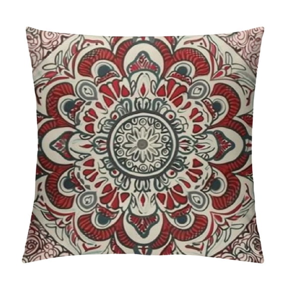 PHYHOO Throw Pillow Covers Home Decor Red Mandala Flower Bohemian Pillow Cases Decorative Outdoor Cushion Couch Sofa Pillowcases