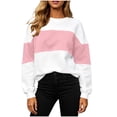 thumbnail image 2 of BXJX Womens Sweatshirts, Pullover Crew Neck Long Sleeve Color Block Daily Wear Tops Pink Size L, 2 of 9
