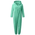 thumbnail image 4 of OYXSER Girls Winter Hooded Onesie Fleece Material For Sleep Play Vacation Travel All-Day Comfort Pajamas, Light Green 12-13 Years, 4 of 4