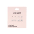 thumbnail image 3 of Brilliance Fine Jewelry Women's Simulated Diamond 4 Pair Round Earrings in Sterling Silver, 3 of 3