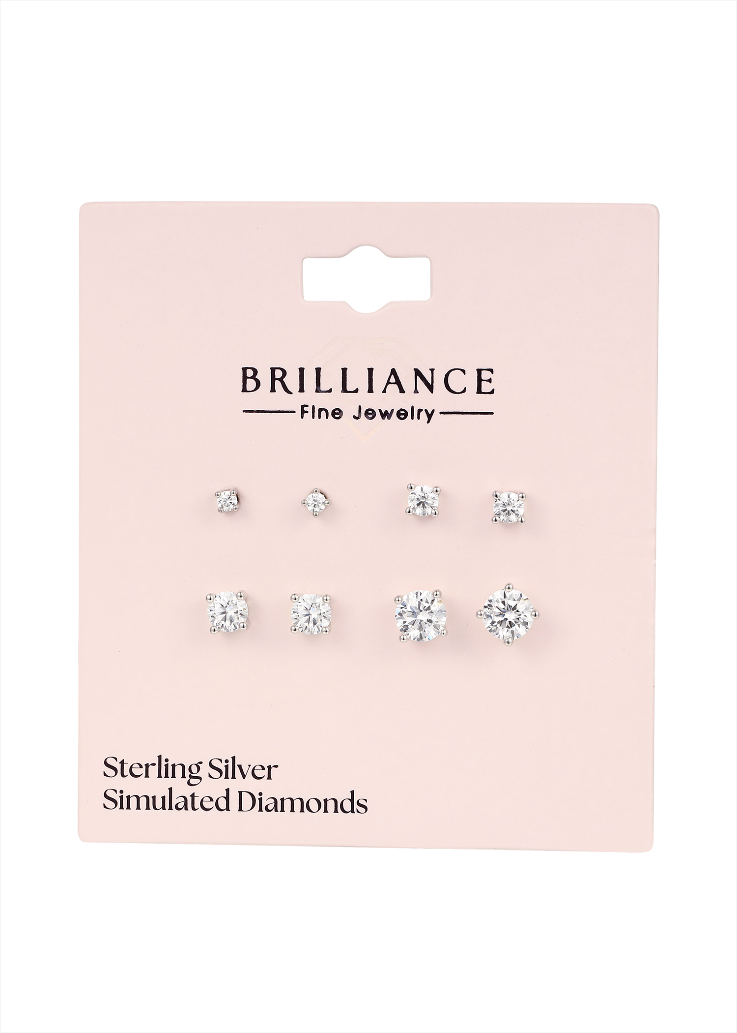 Brilliance Fine Jewelry Women's 4-Pair Simulated Diamond Stud Earrings photo 3
