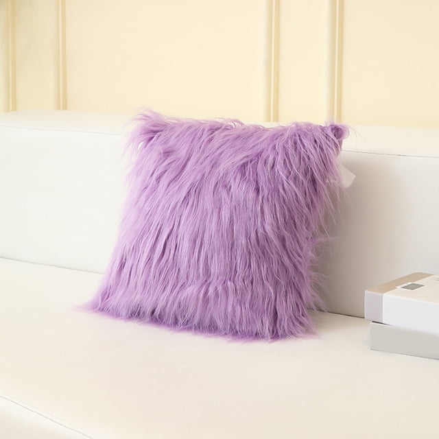 Mashaouyo Clearance Style Modern Simple Net Red Imitation Beach Wool Solid Color Long Hair Pillow Case Cushion