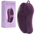 thumbnail image 1 of Mainbasics Exfoliating Silicone Body Scrubber Pro 2-In-1 Shower Scrubber For Body, Silicone Loofah And Body Exfoliator (Purple, Body + Exfoliate), 1 of 5