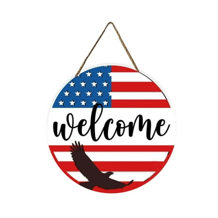 

Independence Day Welcome Signs Patriotic Wooden Hanging Door Decoration July 4 Wooden Wreaths Presidents Day Labor Day Outdoor Farmhouse Porch Front Door Decoration Welcome Back Decorations Heart