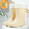 thumbnail image 5 of KEGIRLOM Women's Removable Lined Waterproof Comfortable Height-Increasing Heeled Mid-Calf Rain Boots Shoes For Fall And Winter. Beige Size 4.5, 5 of 7