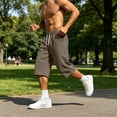 thumbnail image 6 of QIbmong Capri Sweatpants for Men Comfy Elastic Waist Drawstring Active Pants Breathable Summer Shorts with Pockets, 6 of 9