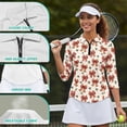 thumbnail image 6 of Uorisanigo Bow Tie Women's Dry-Fit Golf Polo Shirts Size M Casual Comfortable Long Sleeve Golf Polo Shirts Quarter Zip Fashionable 3/4 Roll Sleeve Versatile Workout Tops for Women, 6 of 7