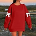 thumbnail image 3 of Scyoekwg Women Oversized Sweatshirts Crewneck Plus Size Sweatshirts Fashion Drop Shoulder Long Sleeve Comfy Pullover Outfits (Red,M), 3 of 6