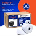 thumbnail image 2 of Vonlyst Thermal Printer Paper Roll for Toast TP200 Receipt Printer Point of Sale (06 rolls), 2 of 6