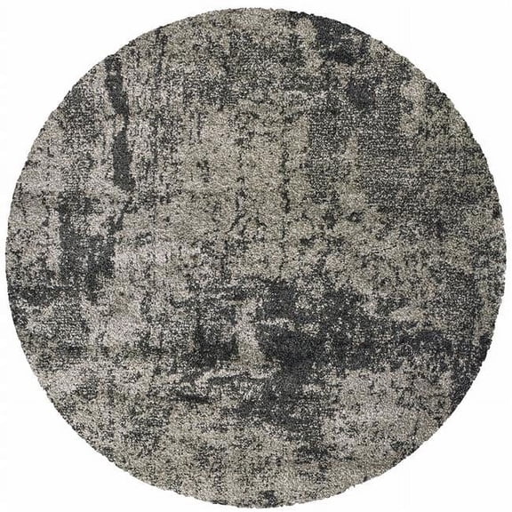 8 ft. Gray Abstract Power Loom Stain Resistant Round Area Rug - Gray - 8 ft.