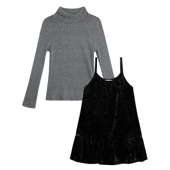 Jessica Simpson Girls' Turtleneck and Velour Dress Set, 2-Piece, Sizes 4-8