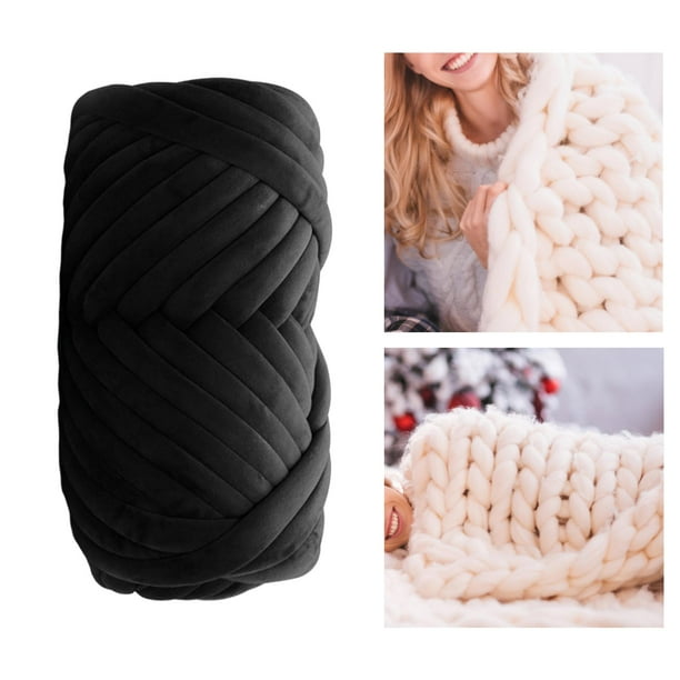 Tnarru Chunky Yarn Tube Giant Yarn Jumbo Tubular Yarn Hand Knit Arm Knitting Yarn 250g Soft Bulky Yarn For Crochet Blanket Weaving Scarf Tapestry Blac