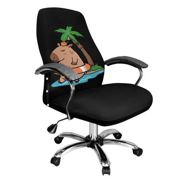 Xixirimido Capybara Coconut Tree Print Office Chair Cover Stretchable Removable Computer Chair Back Covers High Back Office Desk Chair Slipcovers Anti-Dust for Office Home, Large