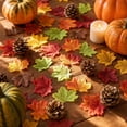 thumbnail image 5 of geerera 100-Piece Artificial Fall Maple Leaves, Mixed Color Fake Autumn Leaves for DIY Crafts, Halloween & Thanksgiving Decor, 3" Faux Foliage for Table Scatter, 5 of 8